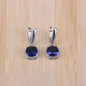 Bridal  Silver Color Jewelry Sets Blue Zirconia Stone Earrings