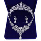 Jewelry Set Bride Crystal Rhinestone Tiaras Crown Earrings Necklace Sets