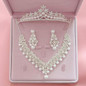 Jewelry Set Bride Crystal Rhinestone Tiaras Crown Earrings Necklace Sets