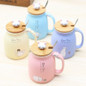 450ml Cartoon Ceramics Cat Mug With Lid and Spoon Coffee Milk Tea Mugs