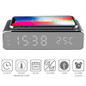 Electric LED Alarm Clock With Phone Wireless Charger Desktop Digital Thermometer HD Mirror Clock