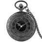 Black Roman Numerals Quartz Pocket Watch Men Black Hollow Case Steampunk Vintage Pendant