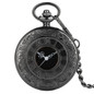 Black Roman Numerals Quartz Pocket Watch Men Black Hollow Case Steampunk Vintage Pendant