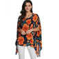 Plus Size Blouses Women Shirts Floral Print Batwing Casual Chiffon Blouse Shirt