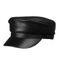 Women Military Hat Sheepskin Black Genuine Leather Baker Boy Hat Army Cap