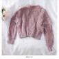 Women Short Cardigan Knitted Sweater Autumn Winter Long Sleeve V neck Jumper