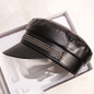 Women Flat Top Military Hat Ladies Autumn Winter Retro