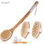 Natural Bristle Bath Brush Exfoliating Wooden Body Massage Shower Brush