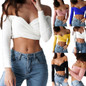 Women Slim Off Shoulder Shirt Crop Tops Blouses