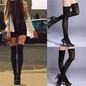 Sexy Black Tattoo Tinted Sheer Women False High Stocking Pantyhose Tights