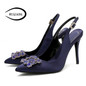 Women Shoes Pumps High Heels Elegant Buckle Rhinestone Pointed Toe Wedding Shoes