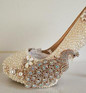 Crystal wedding shoes pearl handmade bridal shoes women's Pumps peacock rhinestone female high heels