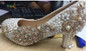 Crystal wedding shoes pearl handmade bridal shoes women's Pumps peacock rhinestone female high heels