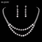 Silver Plated Crystal Bridesmaid Bridal Jewelry Sets Geometric Choker Necklace Earrings for Women Wedding