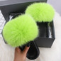 Real Fox Fur Women' Fox Fur Slippers Beautiful Fluffy Slides Home Plush Furry Rainbow Slippers Colorful Shoes Summer Flip Flops