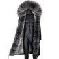 S-7XL winter X-Long New Gray Natural Real Fox Fur Jacket Coats men Fashion Real Fur Coat Long Parkas Winter Black Parka