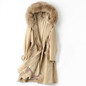 Pudi women real fox fur collar coat jacket parka female rex rabbit liner long fur parka trench A10008