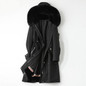 Pudi women real fox fur collar coat jacket parka female rex rabbit liner long fur parka trench A10008