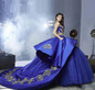 Luxury Gold Appliques Satin Dresses for Quinceanera Peplum 2020 Masquerade Ball Gown Royal Blue Sweety 16 Girls Prom Party Gowns