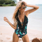 One Piece Swimsuit 2018 Sexy Swimwear Women Bathing Suit Swim Vintage Summer Beach Wear Print Bandage Monokini Swimsuit