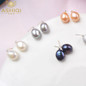ASHIQI Multi Natural Freshwater Pearl Earrings 925 Sterling Silver Handmade Simple Jewelry for Women