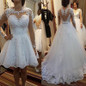 2019 New Detachable Train Princess Vestido De Noiva Lace Appliques Pearls Bridal Gowns 2 in 1 Ball Gown Wedding Dresses