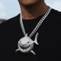 Shark Pendant Necklace Full Of Crystal Bling CZ Stone For Men's Hip Hop
