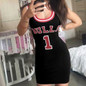 2020 Summer Women Letter Print Vest Mini Dresses Ladies O Neck Sexy Sundress Bodycon Tank Dress Stretch Club clothes Vestidos