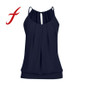 Feitong Summer Women Tank Tops Sexy Halter Loose Wrinkled O Neck Cami Tank Tops Vest Blouse camisole regata feminina 2018 New