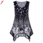 2018 Summer Harajuku T Shirt Women Dot Print Asymmetrical Vest Tank Tops Fashion V-Neck Sleeveless T- Shirt Women Casual Tops