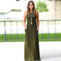 Women's Summer Dress Polyester Casual Dress Solid Long Boho Dress Lady Beach Summer Sundrss