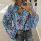 Fashion Printed Colour Loose Long Sleeve Blouse