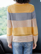 Round  Neck  Patchwork  Elegant  Color Block  Long Sleeve Knit Pullover