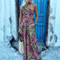 Sexy Sleeveless One Shoulder Print Slim Casual Vacation Maxi Dress