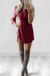 Long Sleeves Curved Hem Shirt Dress