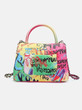 Rainbow graffiti Handbag w/Long Chain Strap