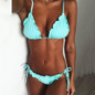 Sexy Bikini Solid Color Ruffled Straps Split Swimsuit