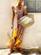 Bohemian V Neck Printed Colour Splicing Sleeveless Dress