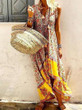 Bohemian V Neck Printed Colour Splicing Sleeveless Dress