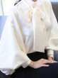 Casual Chiffon Bishop Sleeve Pure Colour Shirt
