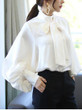 Casual Chiffon Bishop Sleeve Pure Colour Shirt