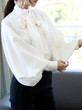 Casual Chiffon Bishop Sleeve Pure Colour Shirt