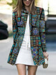 Fashion Printed Colour Long Sleeve Coat