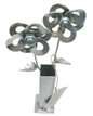 Two Metal Flowers and Vase, Steel Flowers and Vase, Welded Art
