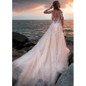 Backless Lace Illusion Full Sleeves Wedding Dress