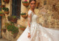 Illusion Backless Long Sleeve Boho Lace Tulle Wedding Dress