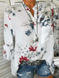Cotton V-Neck Button Floral Printed Blouses