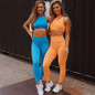 2PCS Seamless Yoga Suits Women Energy Gym Fitness Clothing High Waist Leggings Bra Yoga Sets Training Sport Running Sport