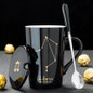 12 Constellations Creative Ceramic Mugs with Spoon & Lid