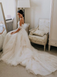 Chic Off The Shoulder Lace Wedding Dress Ivory A Line Beach Wedding Dress ER2065